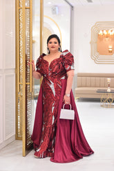 Maroon & Silver tail gown